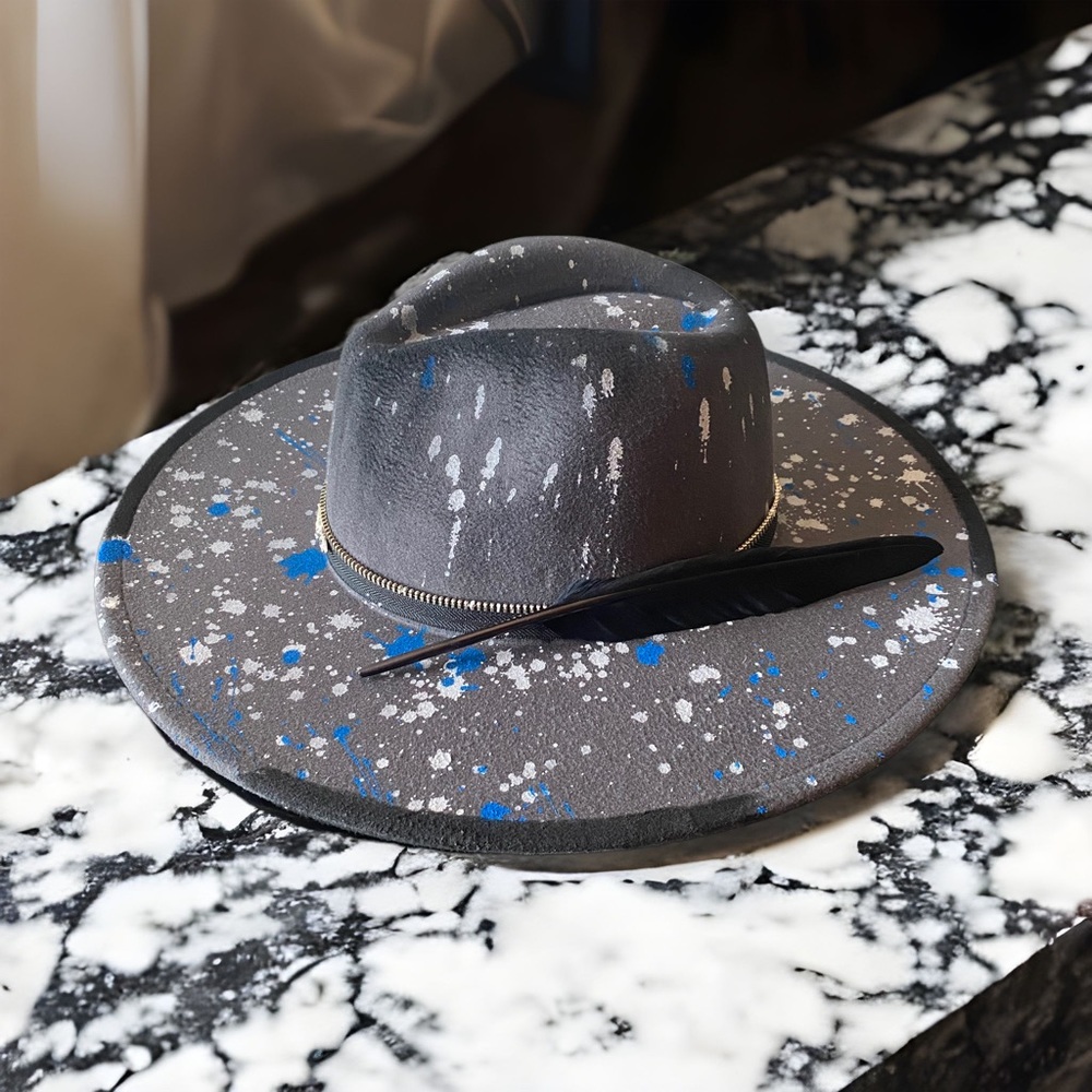 Unisex custom Fedora hat one of a kind creation.